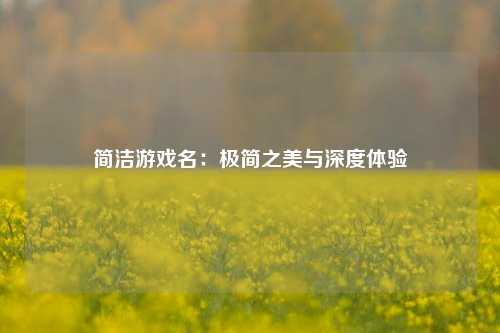 简洁游戏名:极简之美与深度体验